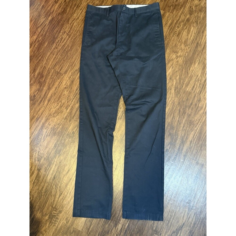 Lands End Men’s Black Dress Pants Size 32 Straight Fit Flat Front 100% Cotton - Picture 2 of 5